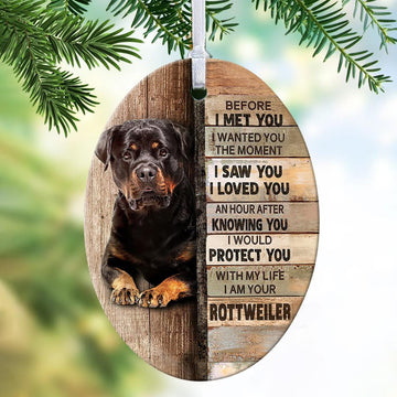 litzzy Rottweiler - I would protect you with my life - Oval Ceramic Ornament Ornament   
