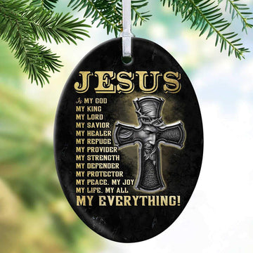 litzzy Jesus - The cross - Jesus is my everything - Oval Ceramic Ornament Ornament   