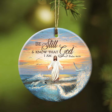 litzzy Be still and know that I am God 2 - Circle ceramic Ornament Ornament   