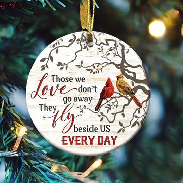 litzzy Cardinal - Those we love are with us in our heart - Circle Ceramic Ornament    