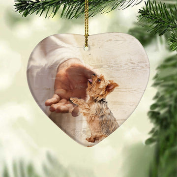 litzzy Jesus - Yorkshire take my hand - Ceramic Heart Ornament    