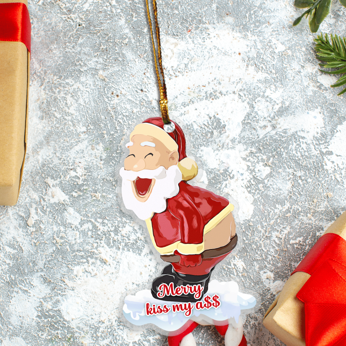 litzzy Merry Kiss My A$$ Ornament   