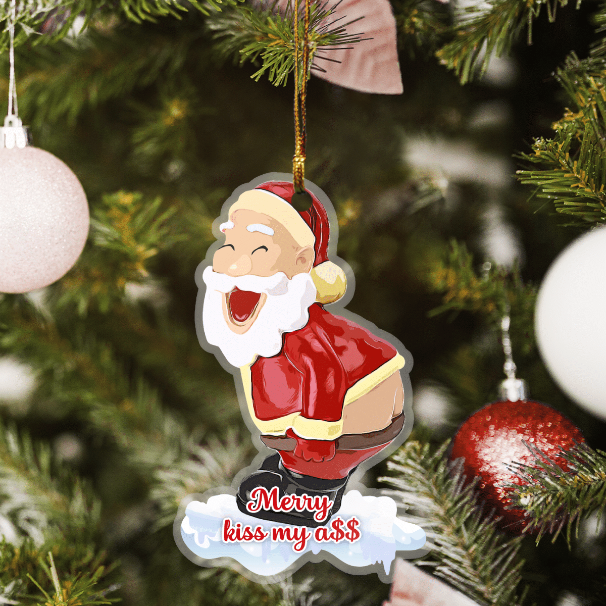 litzzy Merry Kiss My A$$ Ornament   