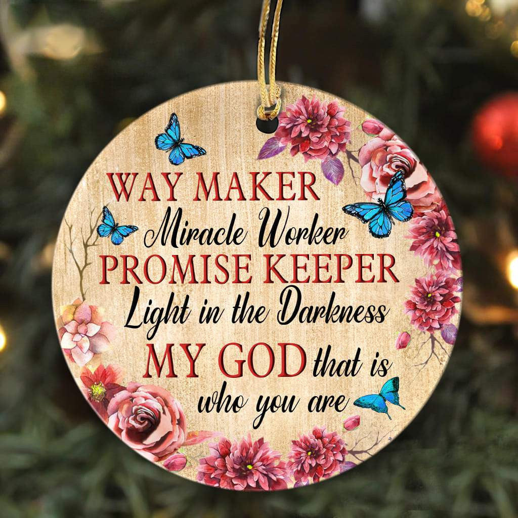 litzzy Jesus - My God is the light in the darkness - Circle Ceramic Ornament Ornament   