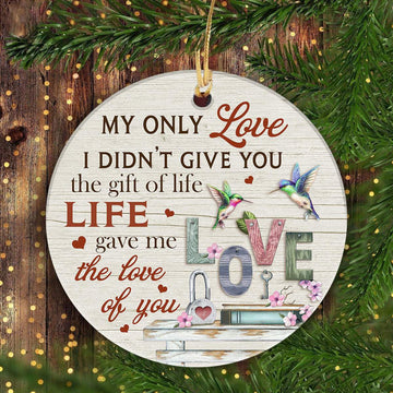 litzzy My only love - Couple of humming bird - Life gave me the love of you - Couple Circle Ceramic Ornament Ornament   