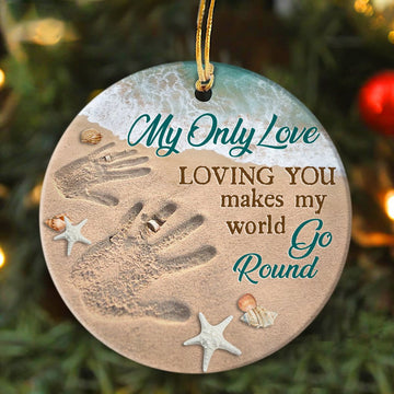 litzzy Couple - My Only love - Loving you makes my world go round - Circle Ceramic Ornament Ornament   
