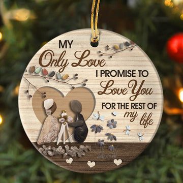 litzzy Couple - I promise to love you for the rest of my life - Circle Ceramic Ornament Ornament   