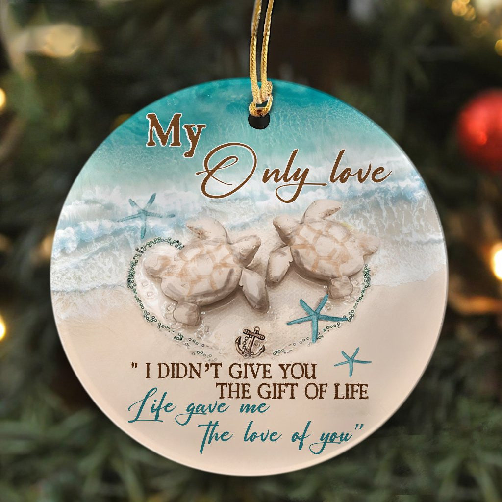 litzzy Couple - Turtles on the beach - Life gave me the love of you - Circle Ceramic Ornament Ornament   