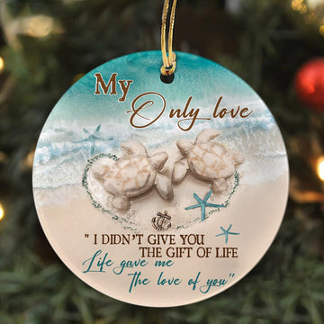 litzzy Couple - Turtles on the beach - Life gave me the love of you - Circle Ceramic Ornament Ornament   
