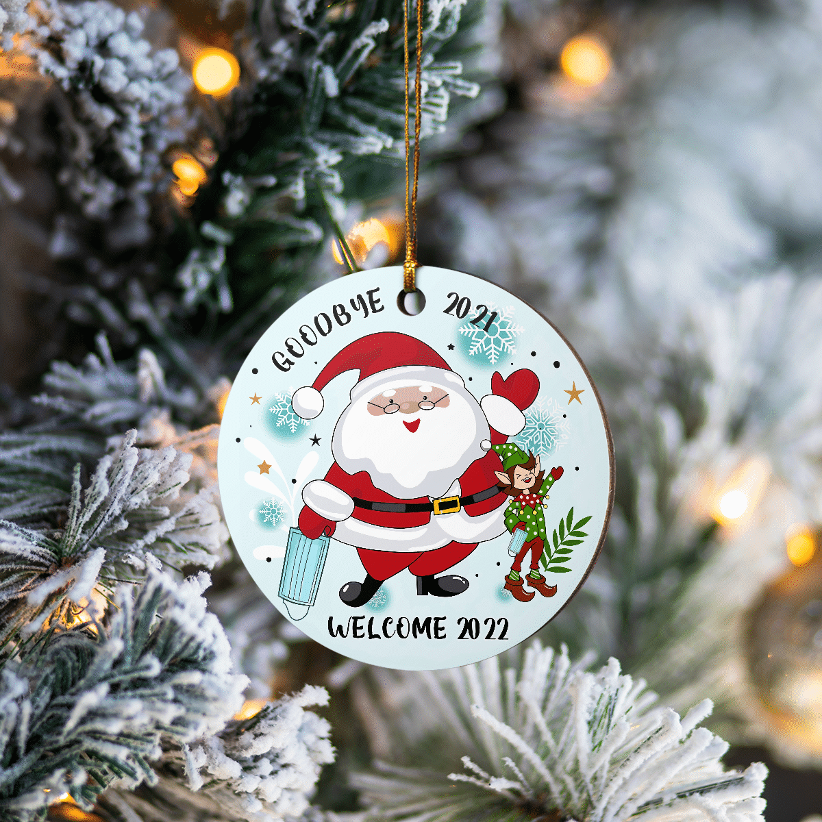 litzzy Goodbye 2021, Welcome 2022 Ornament Round Ornament All over print 1 pcs
