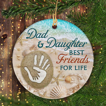 litzzy Dad to daughter - Hand in hand - Dad and daughter best friend for life - Family Circle Ceramic Ornament Ornament   