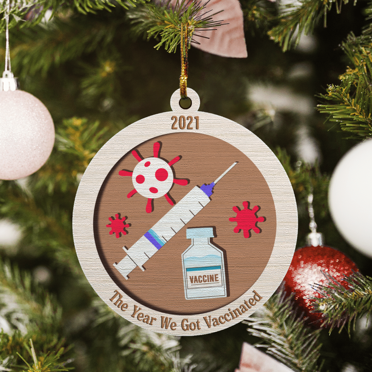 litzzy The Year We Got Vaccinated Ornament   