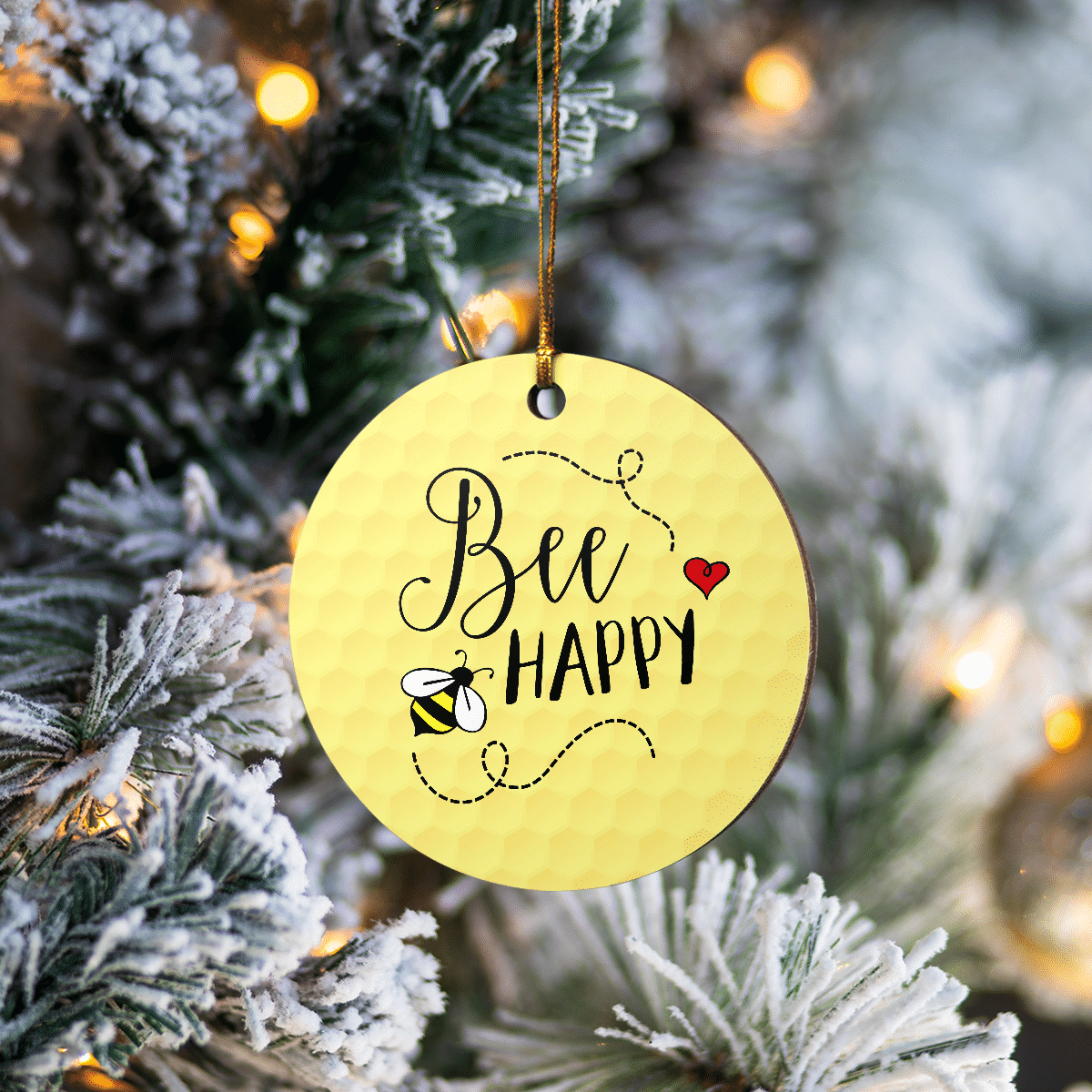 litzzy Bee Happy Ornament Round Ornament All over print 1 pcs