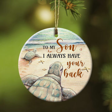 litzzy To my son, Turtle, Beach - I always have your back Family Circle Ceramic Ornament Ornament   
