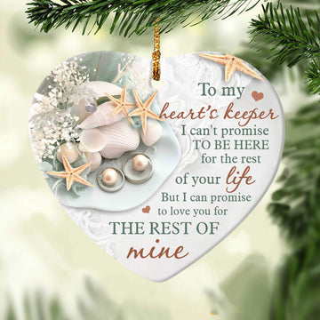 litzzy Couple - To my heart's keeper - I promise to love you for the rest of my life - Heart Ceramic Ornament    