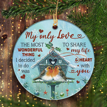 litzzy Couple - Bird couple - My only love - Circle Ceramic Ornament Ornament   