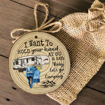 litzzy Baby Let's Go Camping Christmas Gift Pine Wood Slice Ornament Ornament   