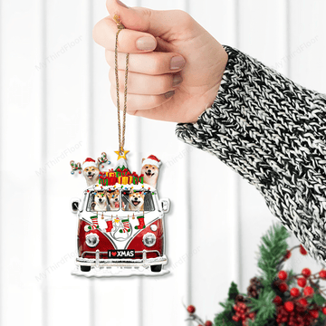 litzzy Shiba Inu Dog Lovers Christmas Van Custom Shape Acrylic Ornament Ornament   