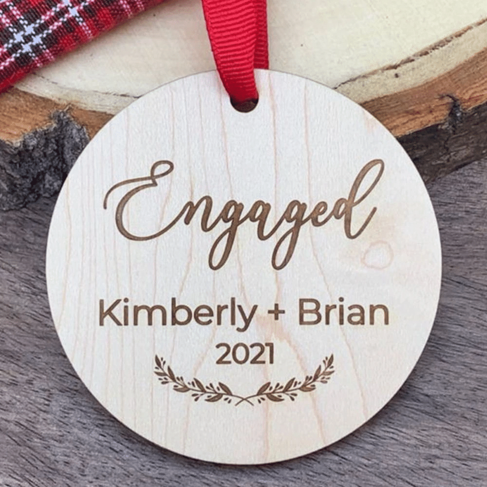 litzzy Personalized Engaged/Merried Wood Christmas Ornament Ornament   