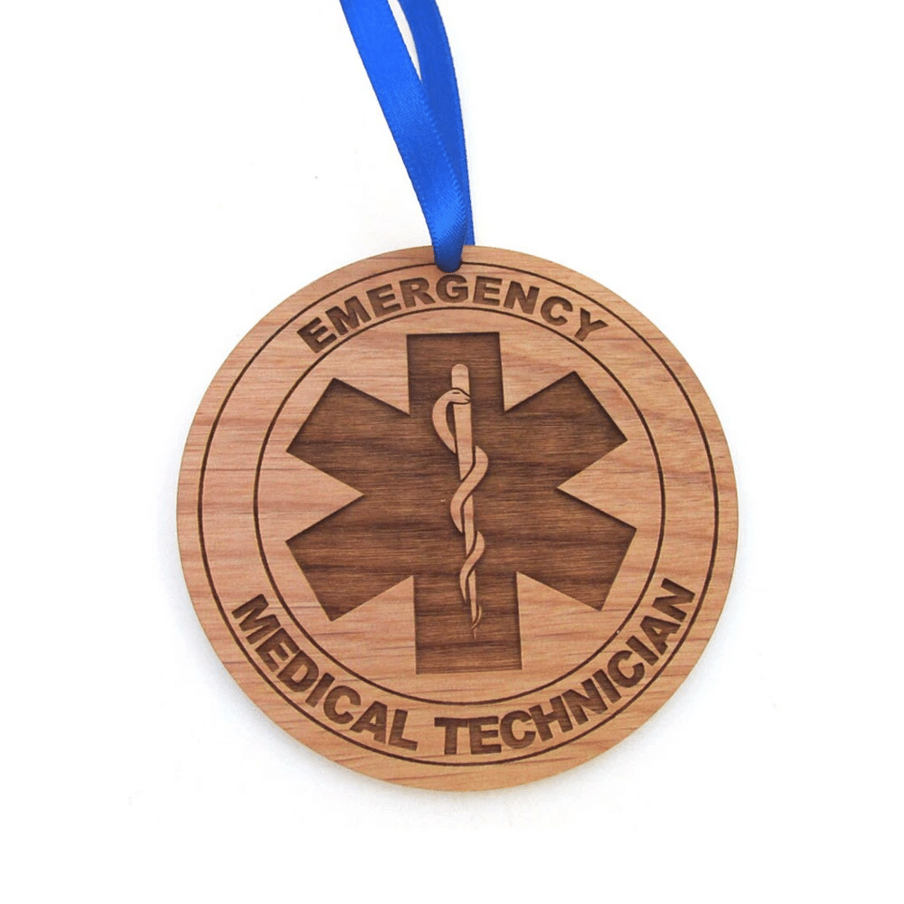 litzzy Personalized EMT Wood Christmas Ornament Ornament   