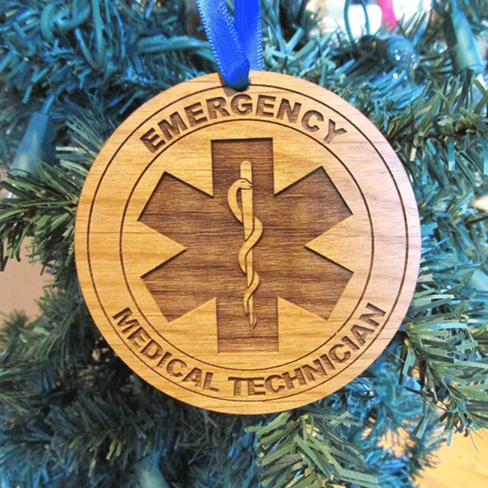 litzzy Personalized EMT Wood Christmas Ornament Ornament   