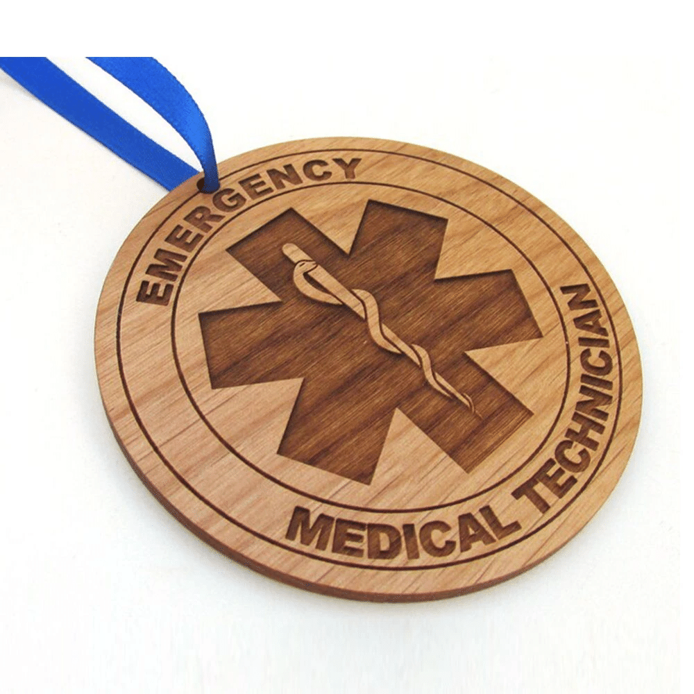 litzzy Personalized EMT Wood Christmas Ornament Ornament   