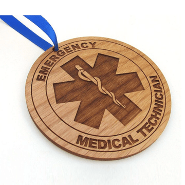 litzzy Personalized EMT Wood Christmas Ornament Ornament   