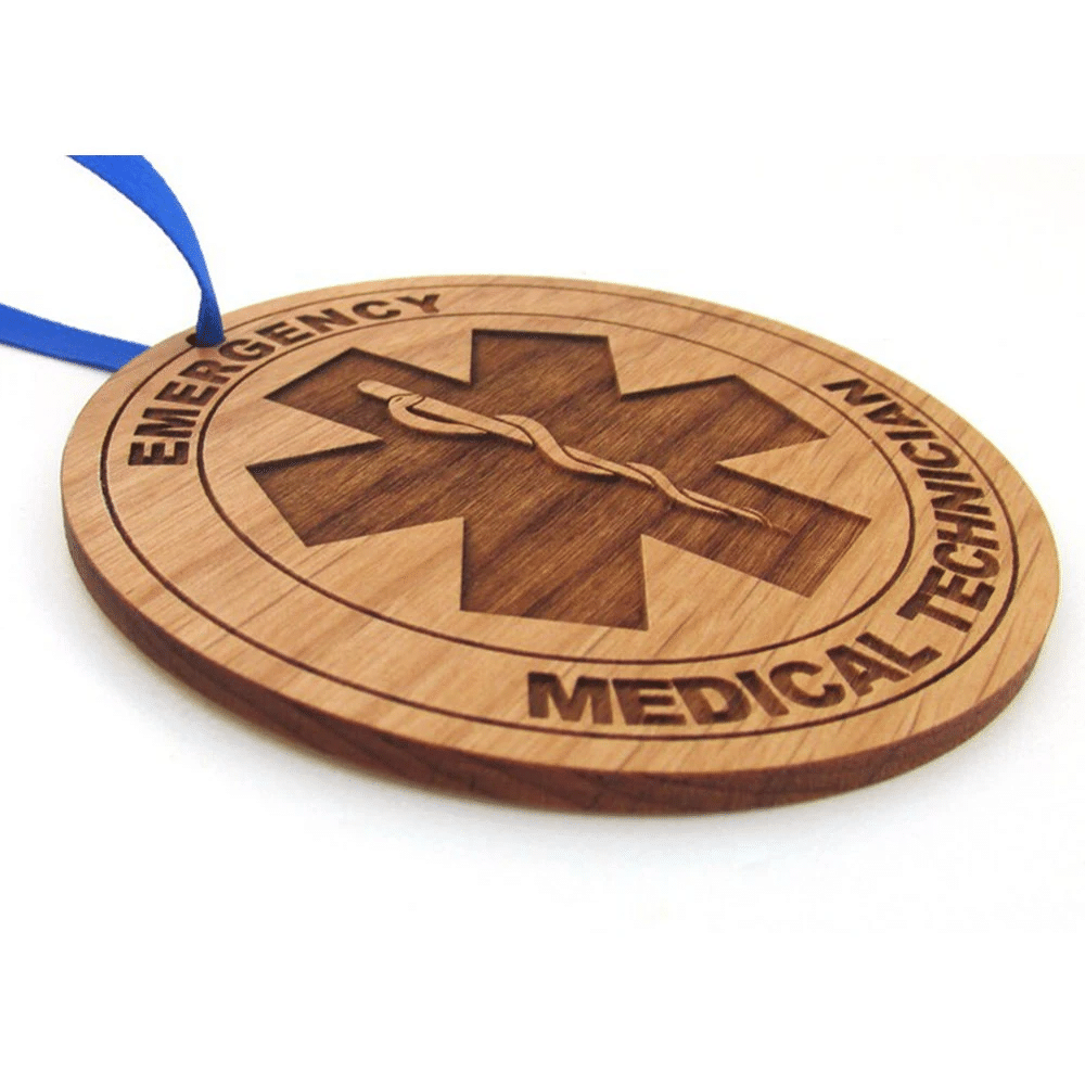litzzy Personalized EMT Wood Christmas Ornament Ornament   