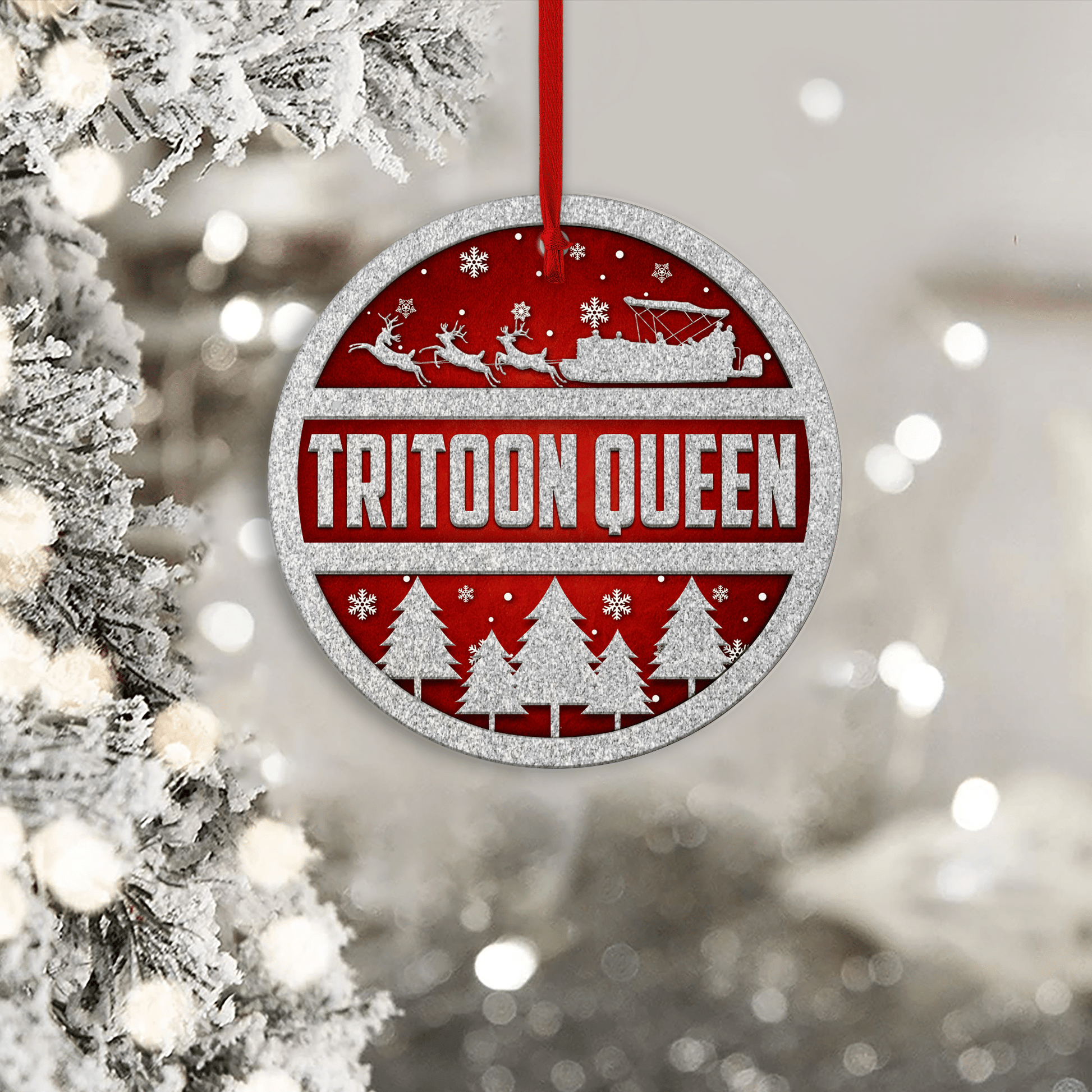 litzzy Tritoon Queen Christmas Gift Circle 2 Layered Wooden Ornament Ornament   