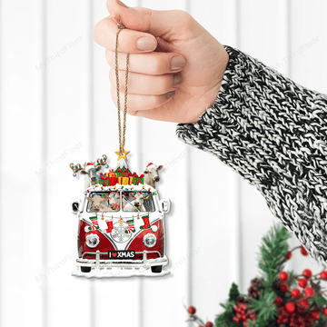 litzzy Charolais Cattle Lovers Christmas Van Custom Shape Acrylic Ornament Ornament   