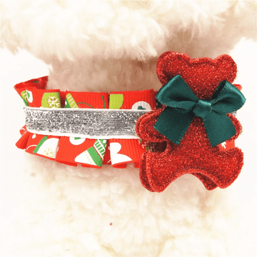 litzzy Red Green Christmas Dog Collar, Winter Dog Collar, Holiday Dog Collar Ornament   