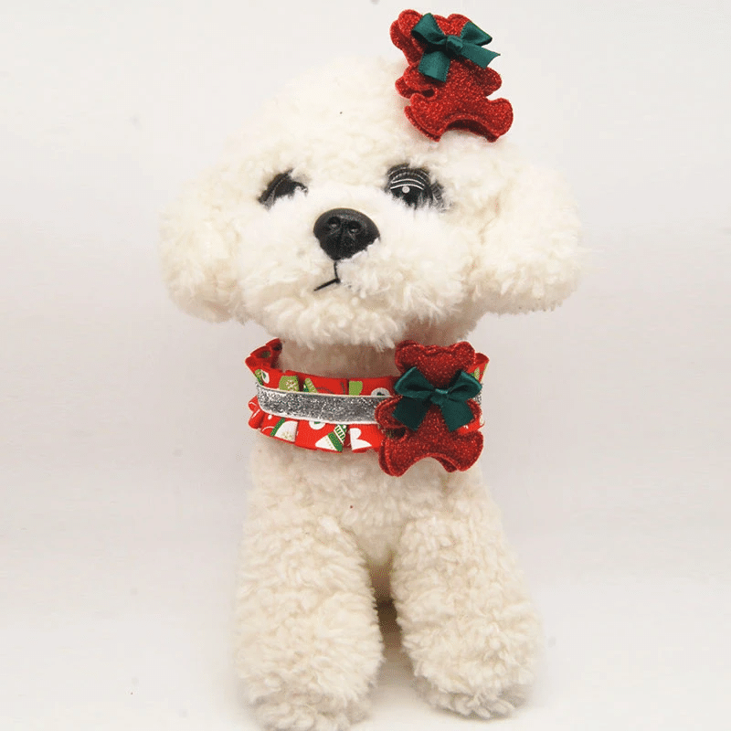 litzzy Red Green Christmas Dog Collar, Winter Dog Collar, Holiday Dog Collar Ornament   