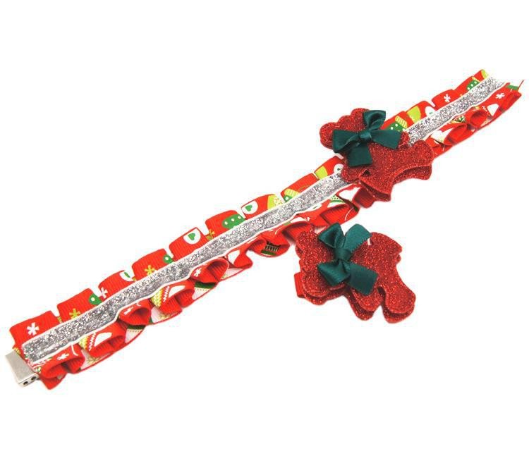 litzzy Red Green Christmas Dog Collar, Winter Dog Collar, Holiday Dog Collar Ornament   