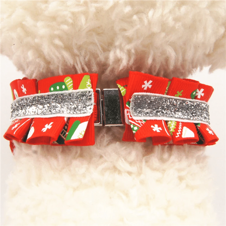 litzzy Red Green Christmas Dog Collar, Winter Dog Collar, Holiday Dog Collar Ornament   