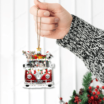 litzzy Brahman Cattle Lovers Christmas Van Custom Shape Acrylic Ornament Ornament   