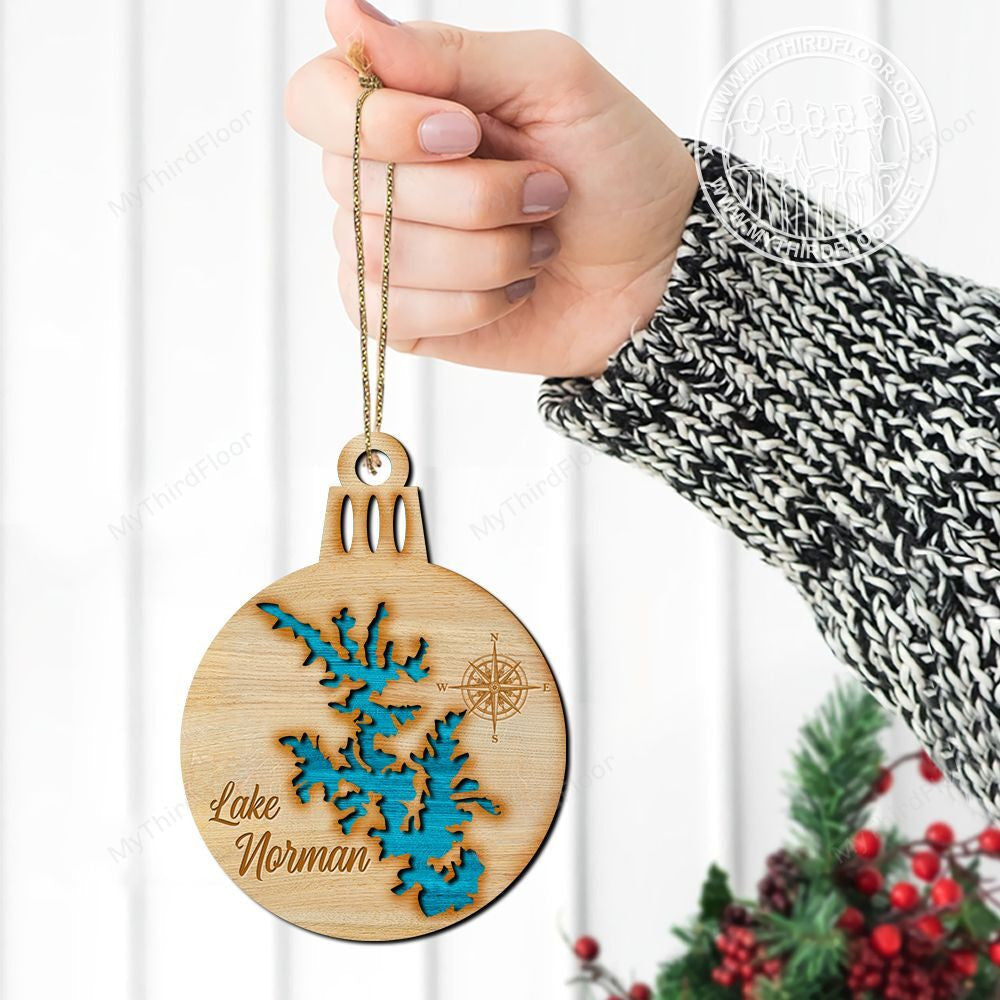 litzzy Lake Norman Christmas Gift 2 Layered Wooden Ornament Ornament   