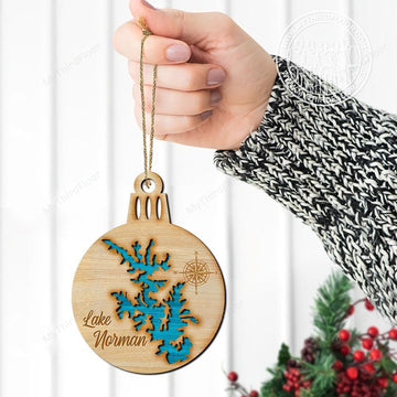 litzzy Lake Norman Christmas Gift 2 Layered Wooden Ornament Ornament   