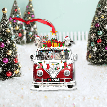litzzy Brahman Cattle Lovers Christmas Van Custom Shape Acrylic Ornament Ornament   