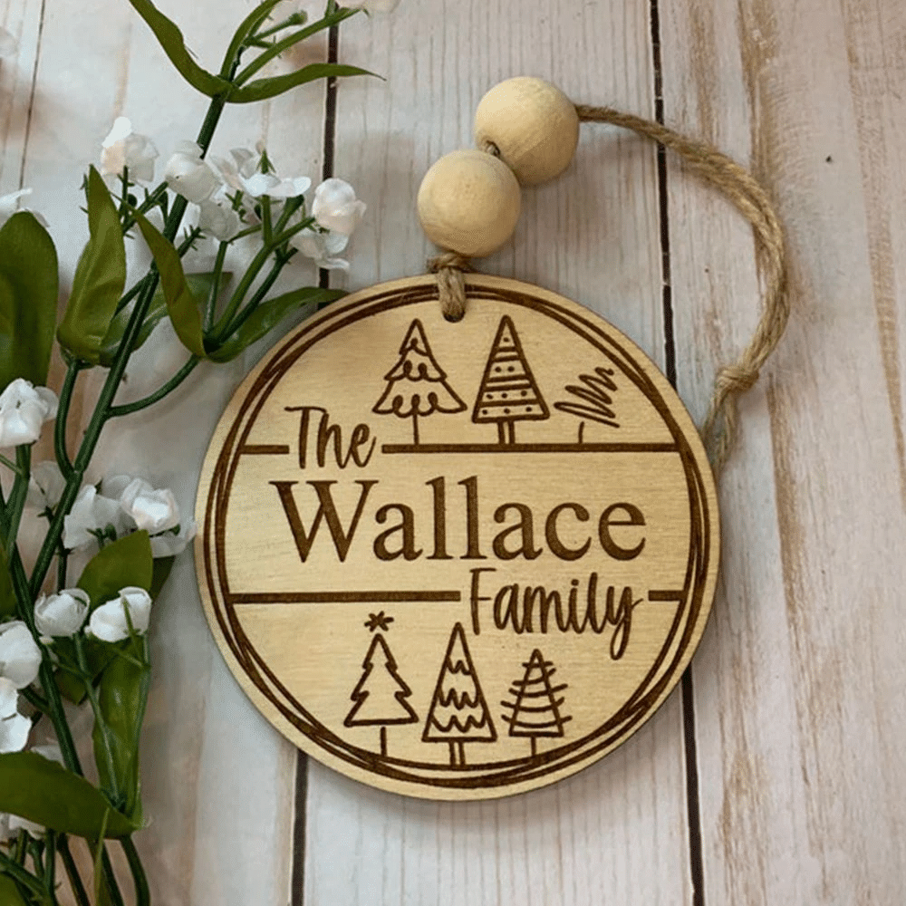 litzzy The Family Personalized Wood Christmas Ornament Ornament   