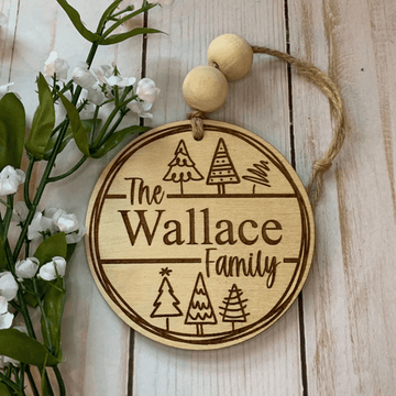 litzzy The Family Personalized Wood Christmas Ornament Ornament   