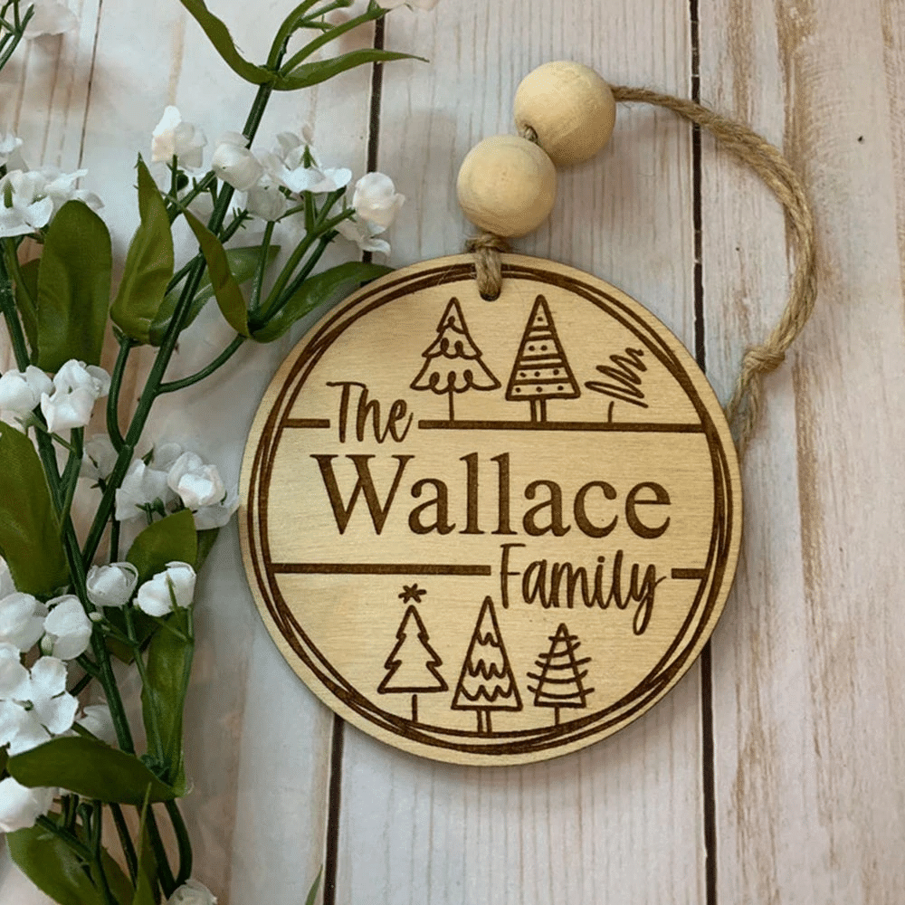 litzzy The Family Personalized Wood Christmas Ornament Ornament   