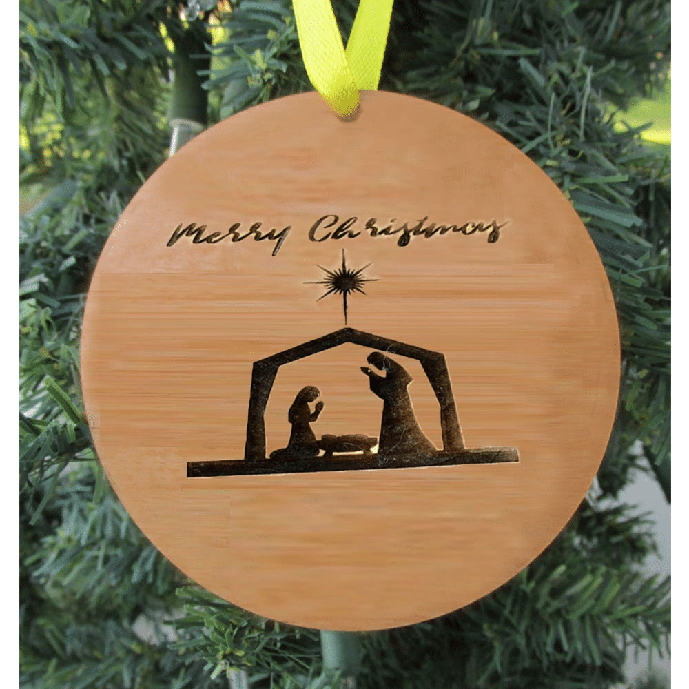 litzzy Personalized Pray Wood Christmas Ornament Ornament   