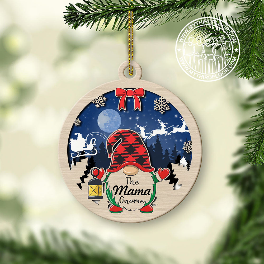 litzzy The Mama Gnome Christmas Gift 2 Layered Wooden Ornament Ornament   