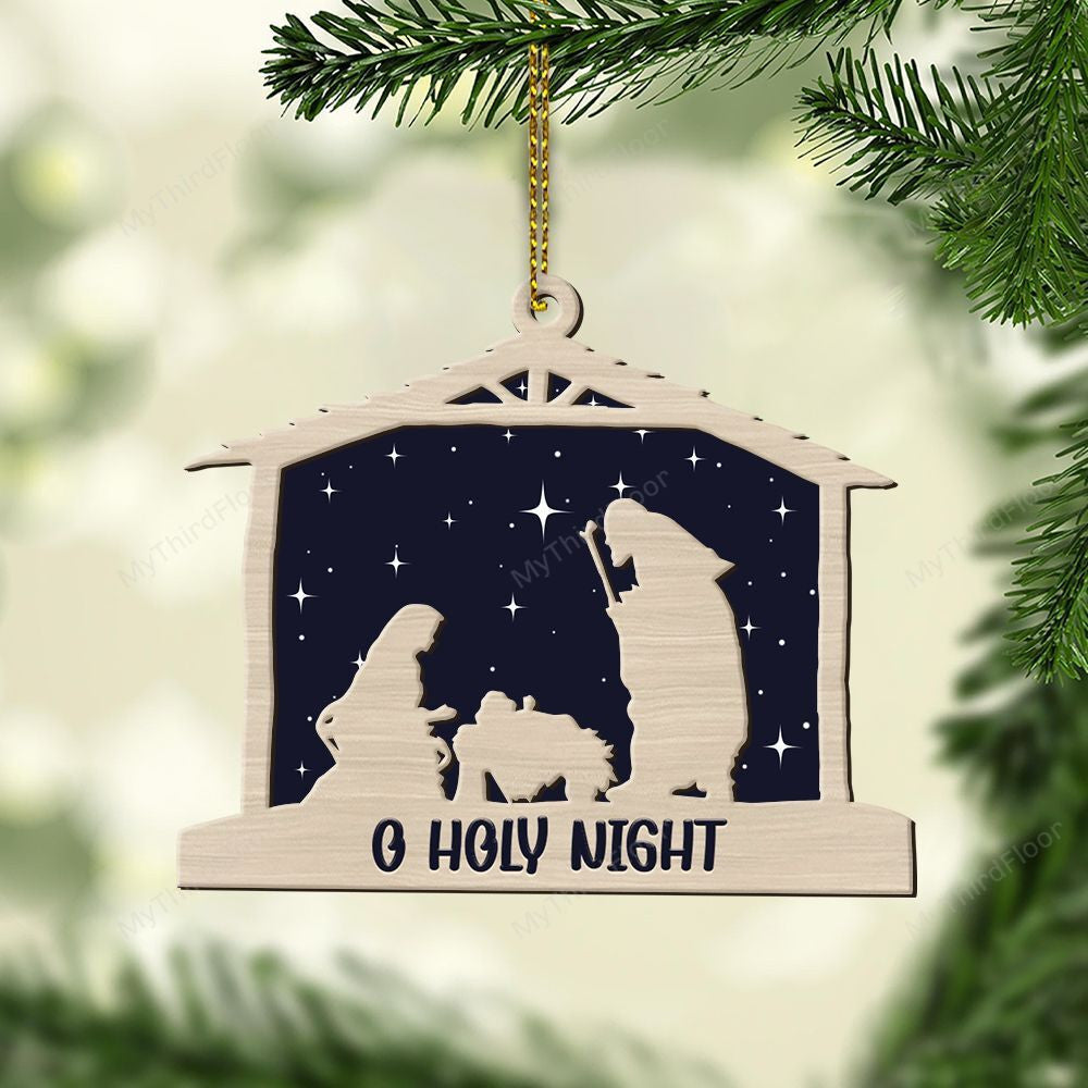 litzzy O Holy Night Christmas Gift 2 Layered Wooden Ornament Ornament   