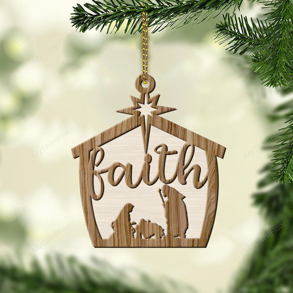 litzzy Faith Christmas Gift 2 Layered Wooden Ornament Ornament   