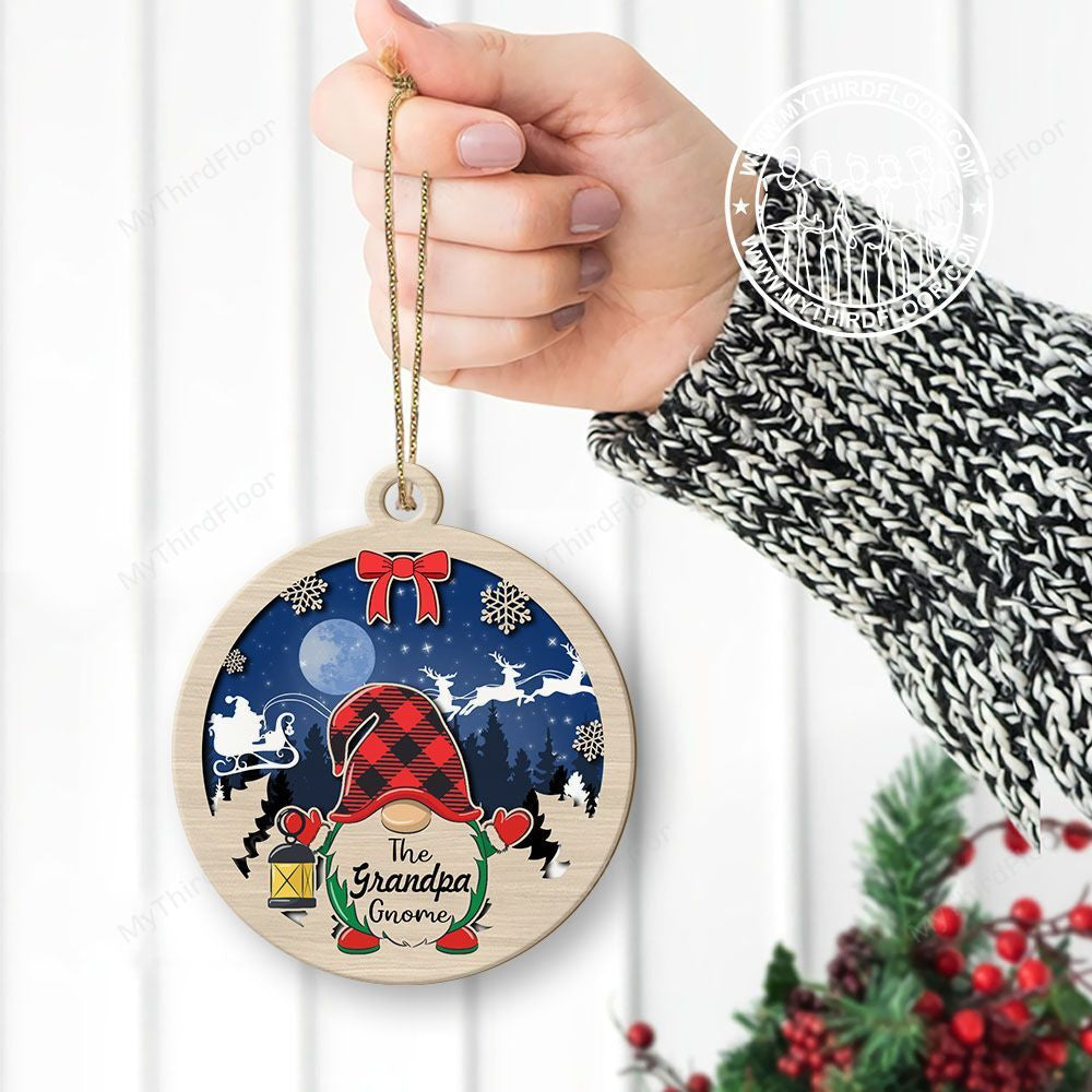 litzzy The Grandpa Gnome Christmas Gift 2 Layered Wooden Ornament Ornament   