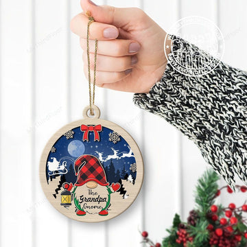 litzzy The Grandpa Gnome Christmas Gift 2 Layered Wooden Ornament Ornament   