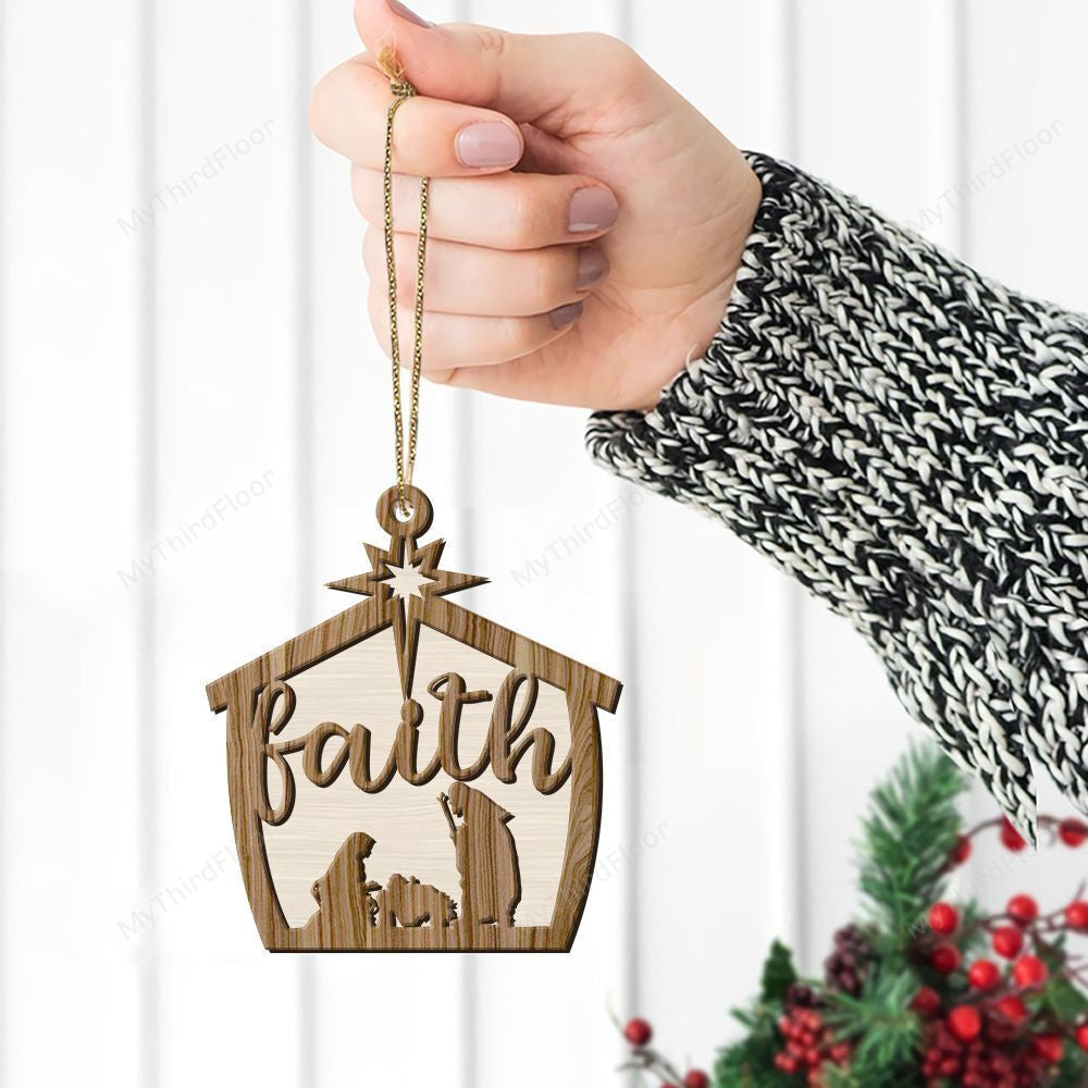 litzzy Faith Christmas Gift 2 Layered Wooden Ornament Ornament   