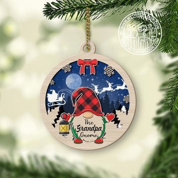 litzzy The Grandpa Gnome Christmas Gift 2 Layered Wooden Ornament Ornament   