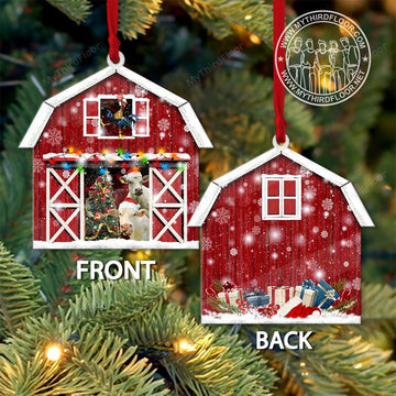 litzzy Charolais Catte Lovers Christmas Gift Red Barn Custom Shape Acrylic Ornament Ornament   